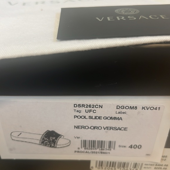 NIB Authentic Versace shoes pool slides black gold 3 D Medusa European 40- US 9 - Picture 16 of 16